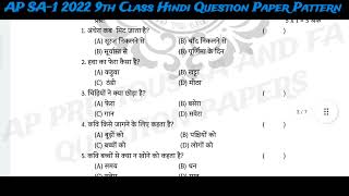 AP SA1 2022 9thClassHindi QuestionPaper Pattern#9thclass#education#2022exam#hindimodelpaper#9thhindi