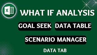 What If Analysis In Ms Excel | Goal Seek In Excel | Data Table In Excel | Scenario Manager In Excel.