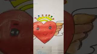 cute heart ❤️with wings#viral #youtubeshorts #drawing #painting