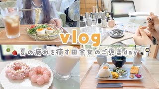 【vlog】夏の旅疲れを癒す田舎女の日常🍹頑張らない日を全身で楽しむ1日🍓🫧