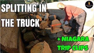 SPLITTING FROM TRUCK TO BOILER BIN + NIAGARA TRIP CLIPS #FIREWOOD