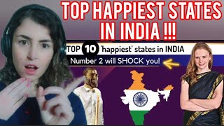 Foreigner reacts to which state is the "happiest" in India? 🇮🇳 | Karolina Goswami #reaction #india