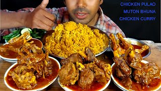 spicy indian chicken pulao and mutton masala curry chicken masala salad eating show mukbang food