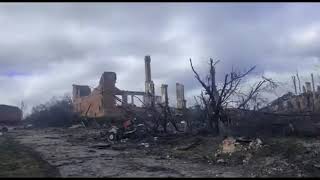 Ukraine - Bilohorivka. No building intact and no more inhabitants. War footage