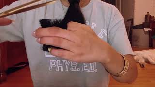 ASMR - How I Trim My Own Hair - Long Hair Cut Trimming (no talking) cutting scissors brushing