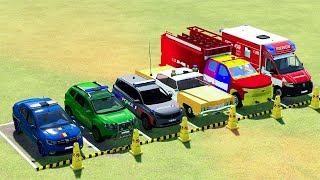 TRANSPORTING POLICE CARS, AMBULANCE CAR, FIRE DEPARTMENT WITH MAN TRUCKS ! FS22