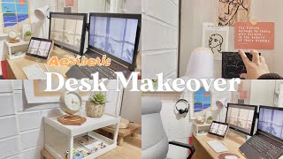 EXTREME ✨ DESK MAKEOVER - 🍃SIMPLE KOREAN AESTHETIC 🌸