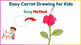 Easy Hibiscus Flower Drawing Using Circles - Step-by-Step Tutorial for Kids & Beginners