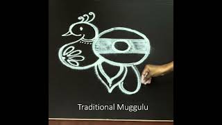 Republic day special peacock flag Rangoli. Independence Day.Traditional muggulu