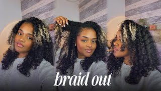 braid out on natural hair - moisturized & fluffy curls.