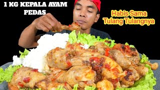 MUKBANG 1 KG KEPALA AYAM PEDAS 🥵 PAKE NASI + SALADA BOKOR