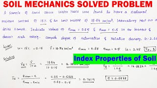 soil mechanics solved problem | three phase system numerical | Index peroperties of soil problem