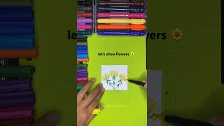 How to draw simple flower - Cara menggambar bunga mudah - satisfying drawing