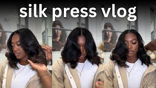 A hairstylist flew me out to teach me how to do a professional grade silk press | VLOG