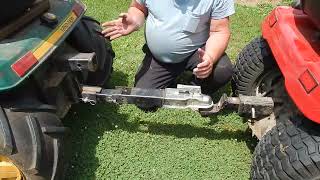 Homemade lawn tractor towbar.