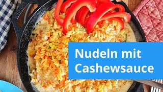 Kichererbsen-Nudeln mit Zucchini und einer leckeren Cashewsauce #veganfood #glutenfree #veganrecipes