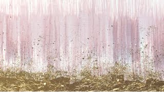 Abstract Acrylic Painting Mauve Swipe and Gold Leaf With Glitter