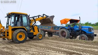 Jcb 3dx Backhoe Loader Machine Loading Red Mud in Sonalika Di 42 Rx Tractor | Jcb Tractor | Jcb Jcp