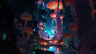 Mystical Forest ~ illuminated by bioluminescent mushrooms #shorts #viralshorts #shortvideo