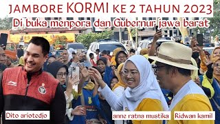 Kang emil,menpora dan Bupati Purwakarta anne ratna mustika membuka jambore KORMI 2023