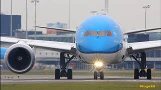 KLM Boeing 787-900 taxi & departure from RW18L at schiphol airport