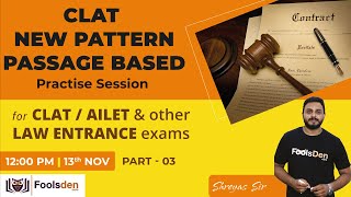 CLAT NEW PATTERN PASSAGE BASED PRACTICE SESSION | By Shreyas Sir