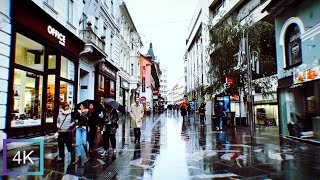 Walking in the Rain in Ljubljana, Slovenia. 4k Rain Ambience