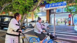 Late Evening Walk on Shanghai’s Huaihai Middle Road Shopping Area 上海淮海中路 & The East Bund, China 4K