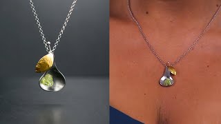 Sterling silver pear necklace pendant, cute fruit jewelry | Emmanuela®