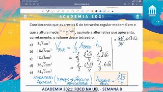 UEL SEMANA 8 (M2) - Geometria Espacial (Pirâmides)