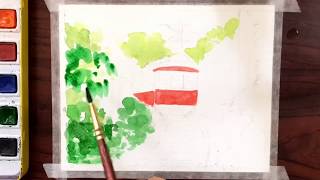 Watercolor painting | paint with me - #4 | landscape watercolor