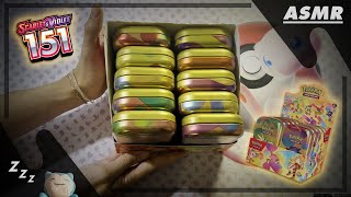 *ASMR*  Pokemon 151 Mini Tins Opening 🫣💤 (Whispers/Tapping/Crinkling)