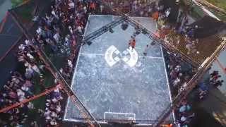 Drone flight over full LED ASB GlassFloor