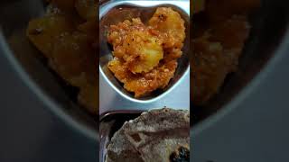 Lunch Thali_ Ragi roti, alu tomato curry, salad