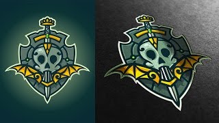 Logo Design Process Illustrator - Skull Shield