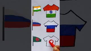 India 🇮🇳 Russia 🇷🇺 Bangladesh 🇧🇩 Flag Drawing #shorts