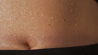 Profusely Sweating ABs Closeup | Belly Button