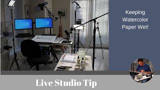 Live Studio Watercolor Tip:  Keeping your watercolor paper wet!