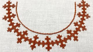 #48 - Simple Kutch embroidery neck design for beginners with explanation #neckdesign #kutchwork