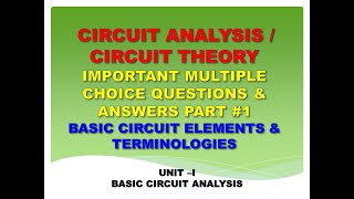 Circuit analysis MCQ | Circuit theory MCQ | EC8251 MCQ |  Basic circuit elements