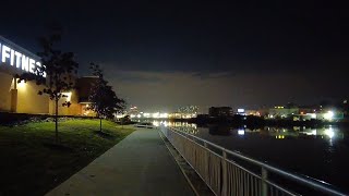 Night walk along the Passaic River in Kearny, New Jersey, USA | Kearny Riverwalk