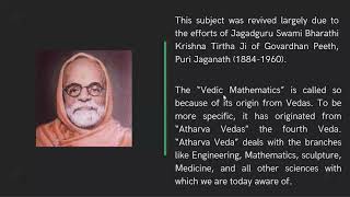 Vedic Mathematics Workshop for Teachers 31.07.2021