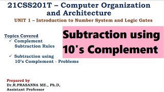 Subtraction using 10's Complement - Problems on Complements