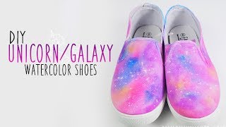 DIY: Unicorn/Galaxy Watercolor Painted Shoes/Sneakers