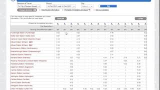 PTV web site: looking up the Hurstbridge timetable for Sunday