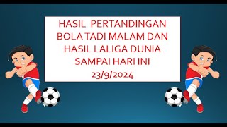 Hasil Pertandingan Sepak Bola tadi malam dan Hasil Laliga Dunia sampai hari ini