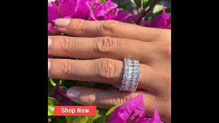 12.42 TCW Baguette-Cut Cubic Zirconia Eternity Ring in Platinum-plated Sterling Silver