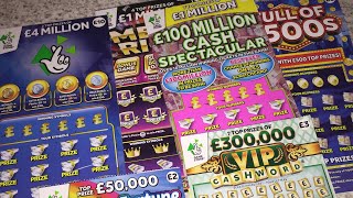 SCRATCHCARDS..£10 4 MILLION BLUE ..MEGA RICH.. FULL OF £500..CASH SPET..CASH WORDS.