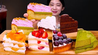 🍰알록달록한 케이크&타르트🥧입에서 녹아버리는 조각 케이크&타르트 먹방❤ | Chocolate, Strawberry, Green tea Cake & Tart ASMR Mukbang