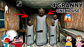 4 Granny inside One House 😱 | Granny 1.8 Door Escape With Shinchan and Nobita